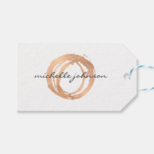 Étiquettes-cadeau Logo Luxe Faux Rose Gold Peint Cercle Designer