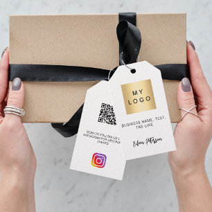 Étiquettes-cadeau Logo noir blanc pour entreprise QR Instagram tag
