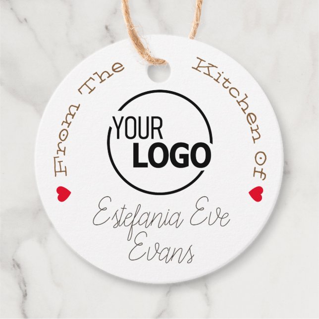 Étiquettes Cadeau Logo papier Kraft Signature Modèle Tiny Red Heart (Devant)