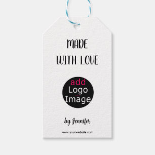 Étiquettes-cadeau Logo personnalisable professionnel fait avec amour
