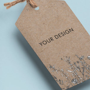 Étiquettes-cadeau Logo Personnalisé fleur sauvage Balises Kraft Hang