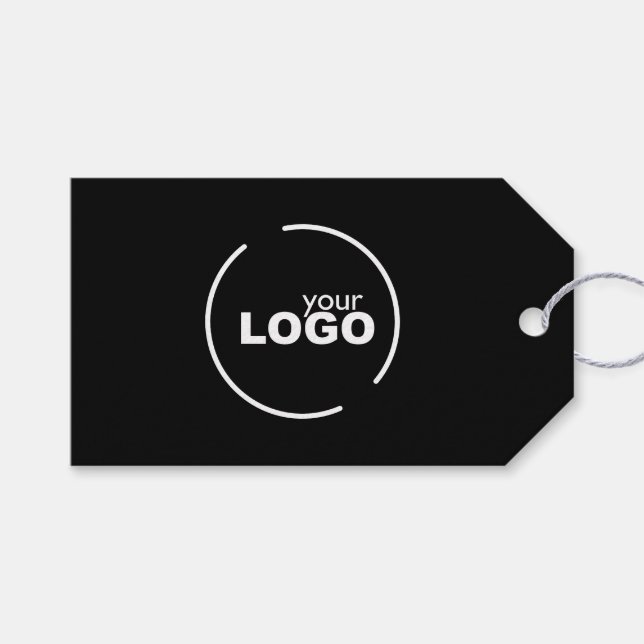 Étiquettes-cadeau Logo professionnel moderne entreprise QR Code noir (Devant (Horizontal))