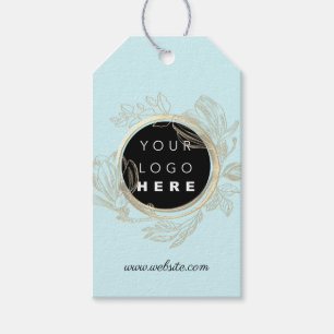 Étiquettes-cadeau Logo Qr Description du produit Prix Floral Aqua Bl