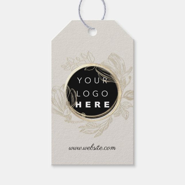 Étiquettes-cadeau Logo QrCode Description du produit Prix Floral Noi (Devant)