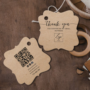 Étiquettes Cadeau Logo rustique Kraft Fabriqué avec amour merci