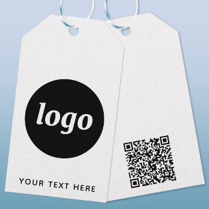 Étiquettes-cadeau Logo simple avec texte et codes QR Balises commerc