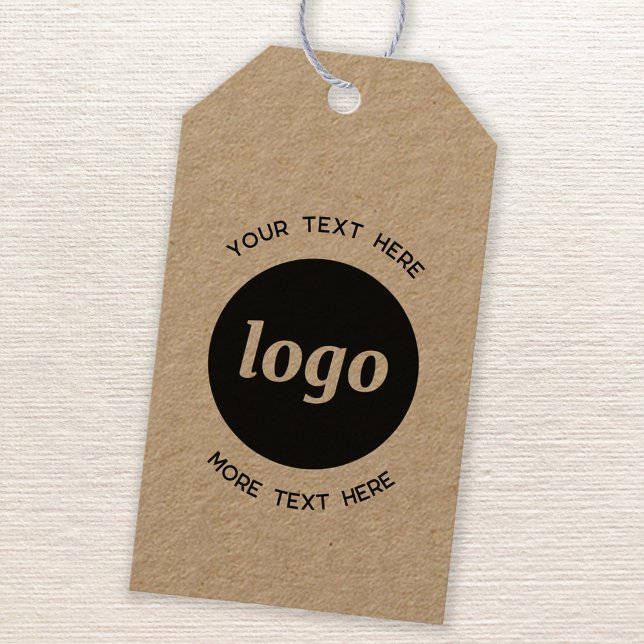 Étiquettes-cadeau Logo simple et texte Business Kraft (Logo with custom text business promotionial product or price tag or label)
