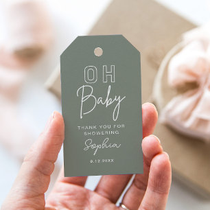 Étiquettes-cadeau LOLA Sage Baby shower Favoriser Tag, Oh Baby Boy