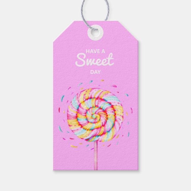 Étiquettes-cadeau Lollipop Sweet Candy Caramel Drops Illustration (Devant)