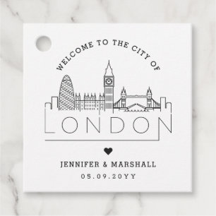 Étiquettes Cadeau Londres Skyline Accueil Mariage