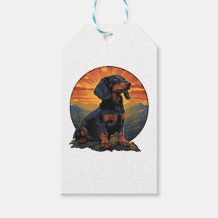 Étiquettes-cadeau Long Haired Dachshund amoureux de animal retro vin