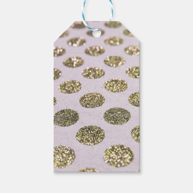 Étiquettes-cadeau Look de Parties scintillant de point Polka or (Devant)