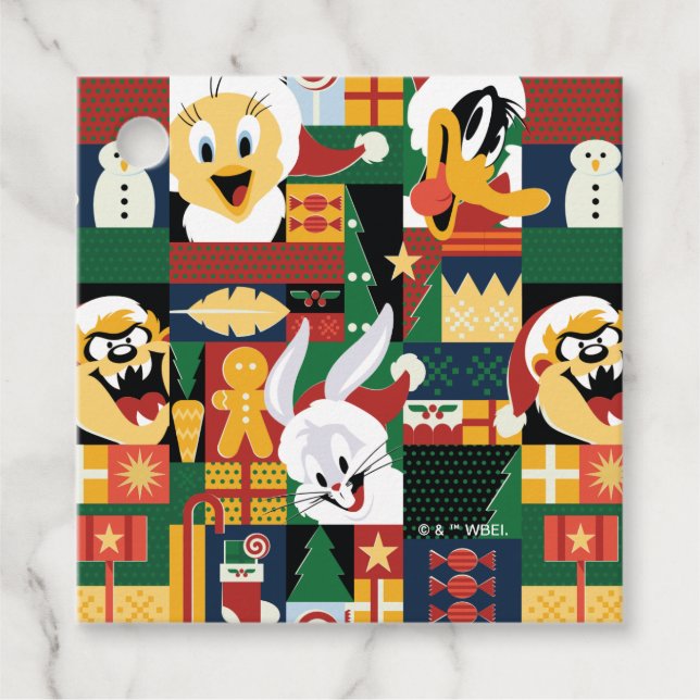 Étiquettes Cadeau LOONEY TUNES™Motif de blocs de vacances (Devant)