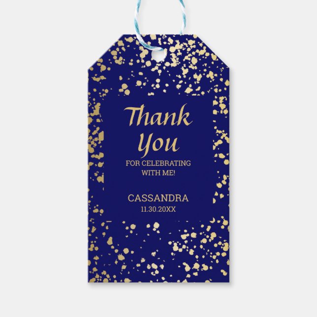 Étiquettes-cadeau L'or de l'Egypte classique arrose le Merci bleu de (Devant)