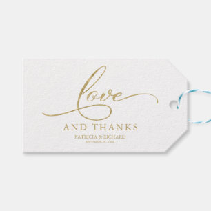 Étiquettes-cadeau Love and Thanks Gold Foil Wedding Favor Tags