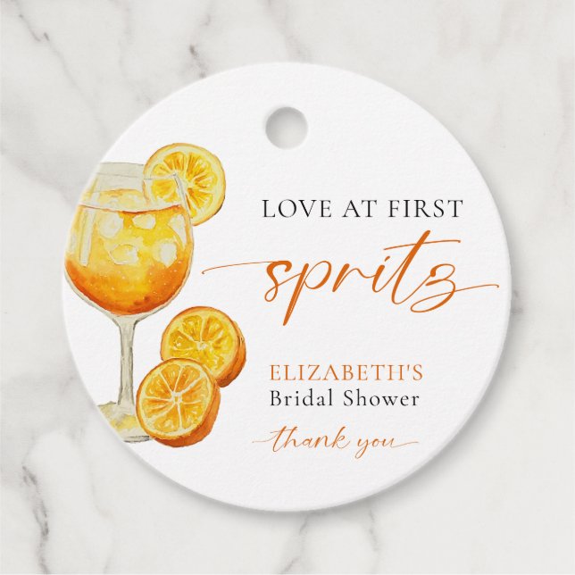 Étiquettes Cadeau Love au premier Spritz Welcome personnalisé à la d (Devant)