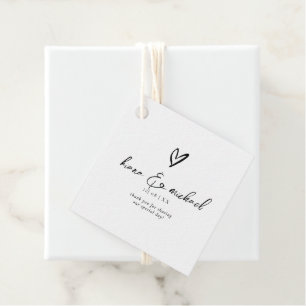 Étiquettes Cadeau Love Calligraphie Merci Coeur noir B&W ID940