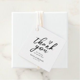 Étiquettes Cadeau Love Calligraphy Merci Floral Black B&W ID940