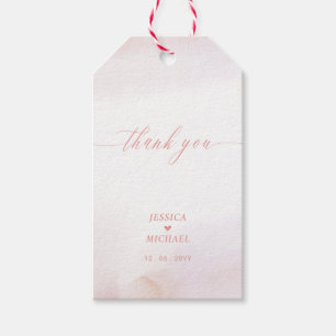 Étiquettes-cadeau Love Cœur Rose Corail et Favori de Mariage à l'A
