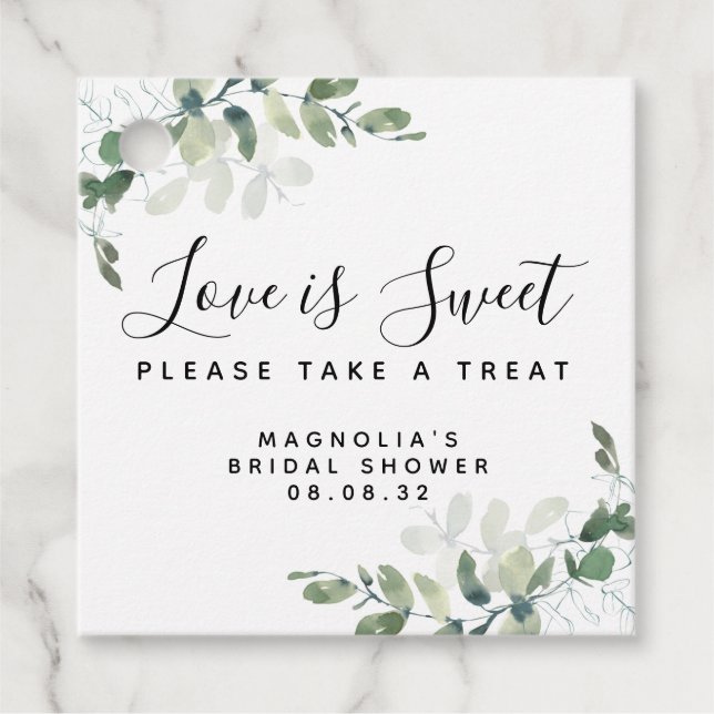 Étiquettes Cadeau Love est une douche de mariée au eucalyptus doux (Devant)