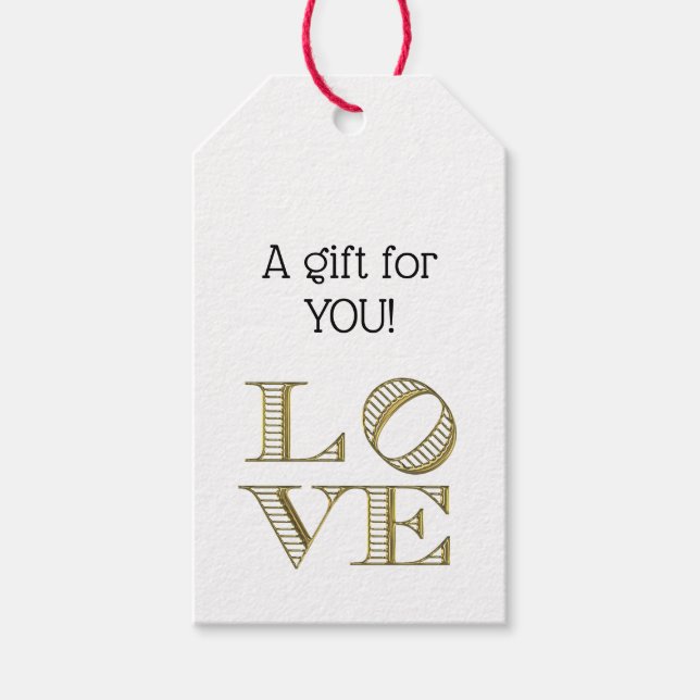 Étiquettes-cadeau LOVE Graphic Text - Faux Gold (Devant)