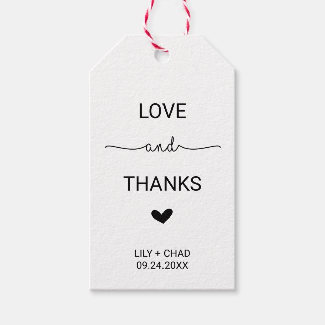 Étiquettes-cadeau Love Hearts Love et Merci (Devant)