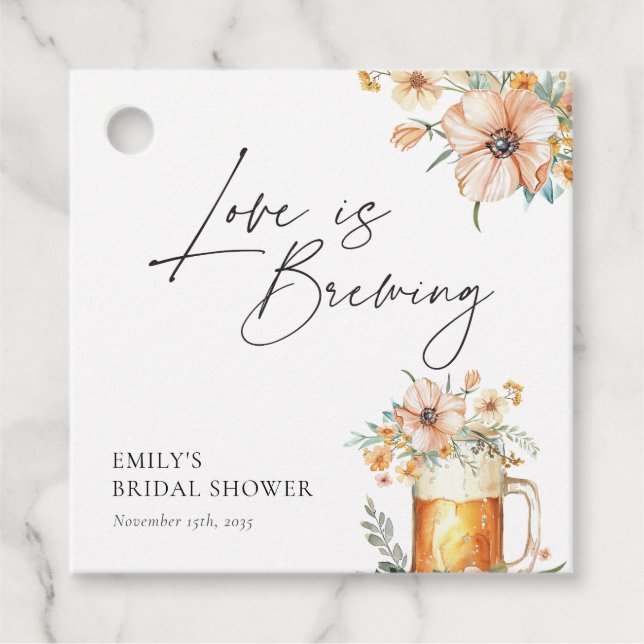 Étiquettes Cadeau Love is Brewing Floral Baby Shower en l'honneur d' (Devant)