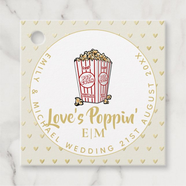 Étiquettes Cadeau Love Is Poppin - Mariage Remerciements de la Fête  (Devant)