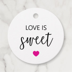 Étiquettes Cadeau Love is Sweet Gift Tags, Mariage Fuchsia