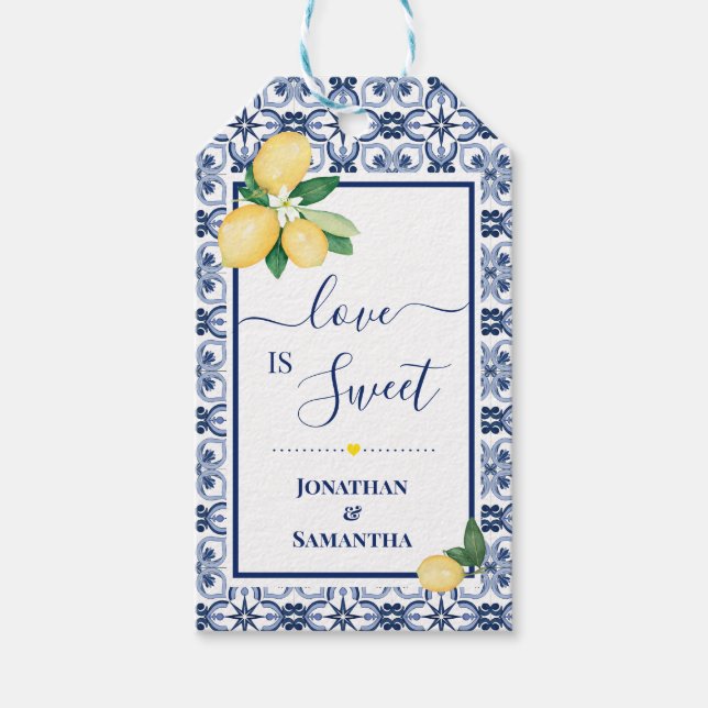 Étiquettes-cadeau Love is Sweet Lemons Mariage Candy Favoriser les é (Devant)