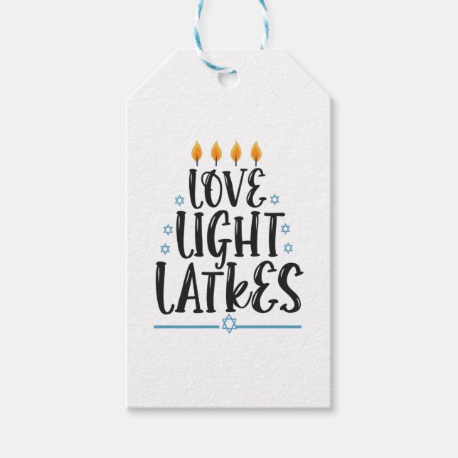 Étiquettes-cadeau Love Light Latkes Funny Hanoukka Jewish Holiday (Devant)