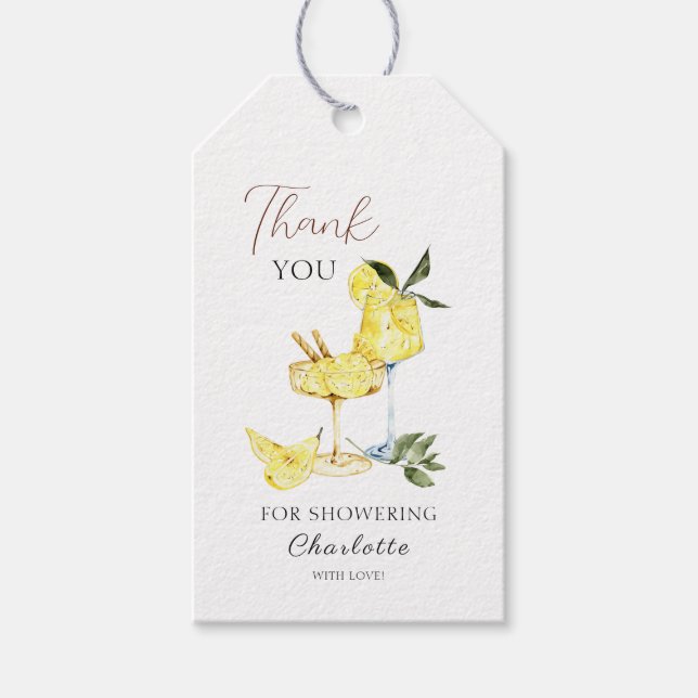Étiquettes-cadeau Love Limoncello Cocktail Fête des mariées Merci (Devant)