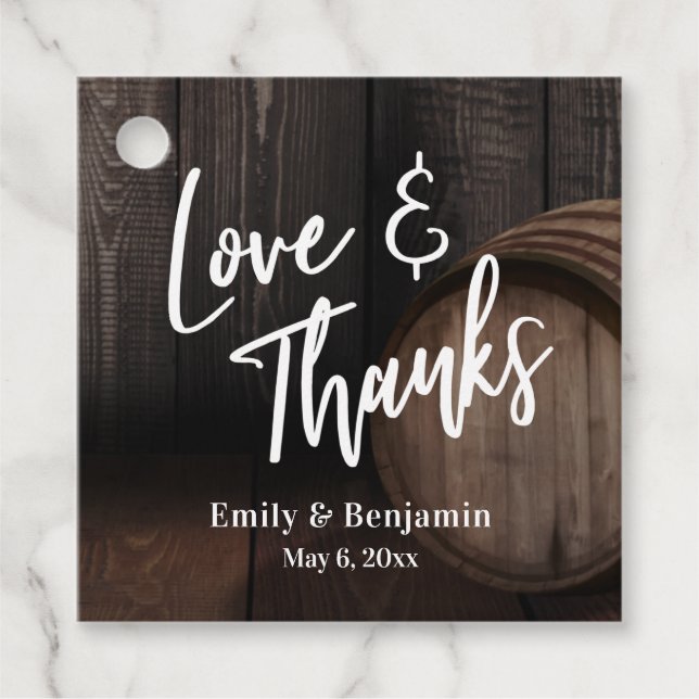 Étiquettes Cadeau Love & Merci Typographie Décontractée avec tonneau (Devant)