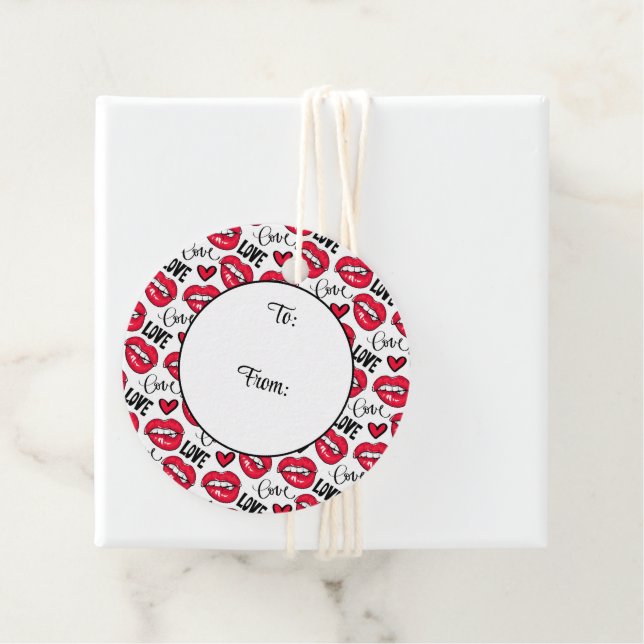 Étiquettes Cadeau Love Red Lips (En situation)