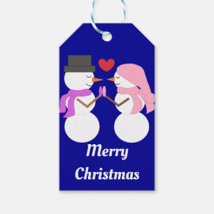 Étiquettes-cadeau Love & Snowpeople : Bleu foncé
