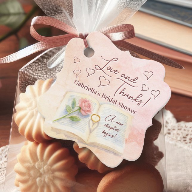 Étiquettes Cadeau Love & Thanks Nouveau Chapitre Livre de Contes Ent (Créateur téléchargé)