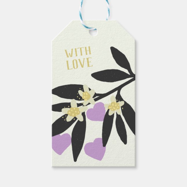 Étiquettes-cadeau Love Valentine's Day Hearts Branch Flowers Holiday (Devant)