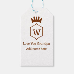 Étiquettes-cadeau Love you grand-pa couronne ajouter nom détails bru