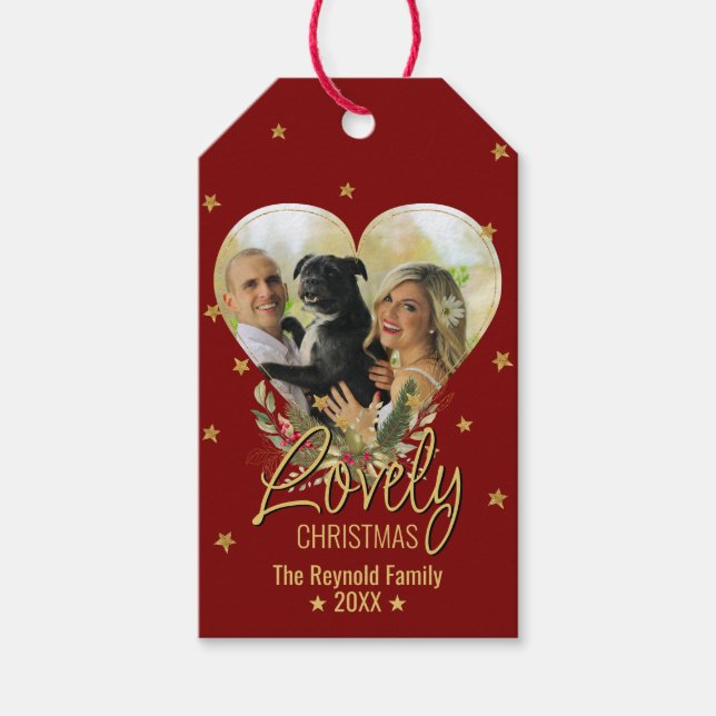 Étiquettes-cadeau Lovely Christmas Gold Parties scintillant Star Pho (Devant)