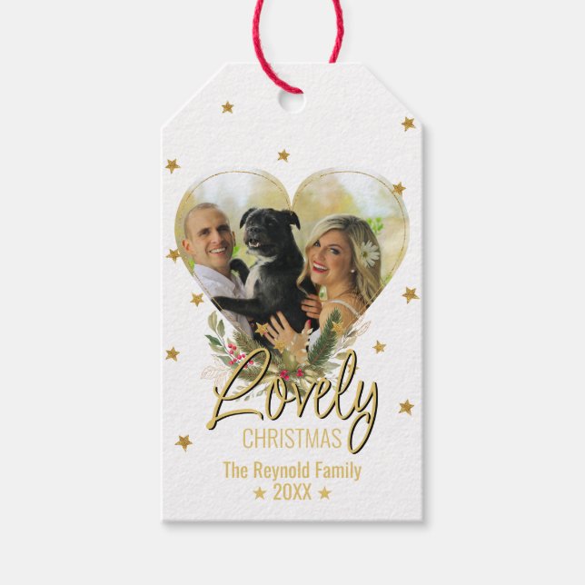 Étiquettes-cadeau Lovely Christmas Gold Parties scintillant Stars Co (Devant)