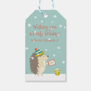 Étiquettes-cadeau Lovely Holiday - Hedgehog Fun Christmas