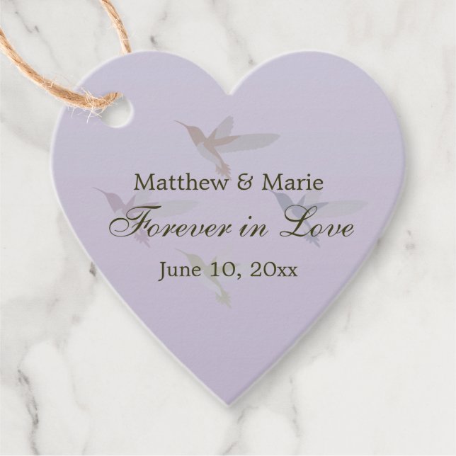 Étiquettes Cadeau Lovely Hummingbirds Mariage Forever in Loever (Devant)