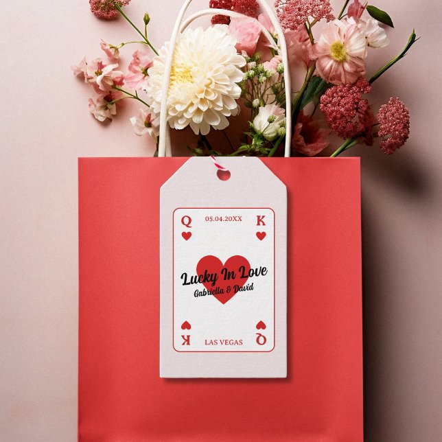Étiquettes-cadeau Lucky In Love Hearts Couples Douche Favoriser (Lucky In Love Hearts Couples Shower Favor Gift Tags)