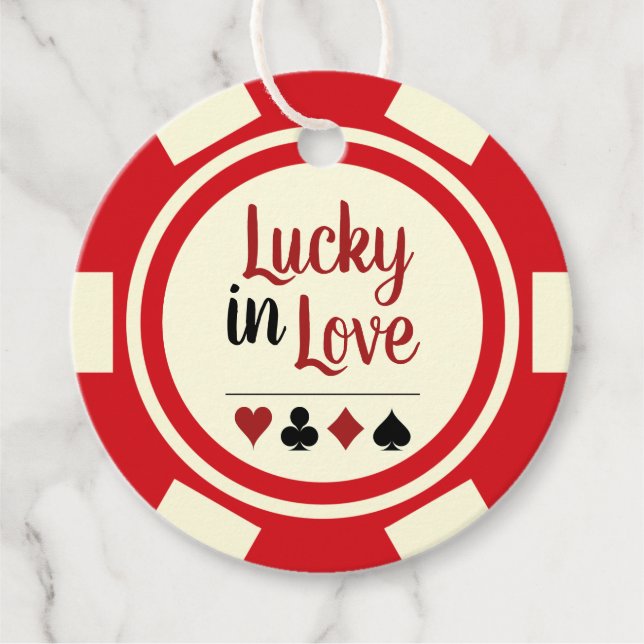 Étiquettes Cadeau Lucky In Love Red Poker Chip Las Vegas Mariage (Devant)