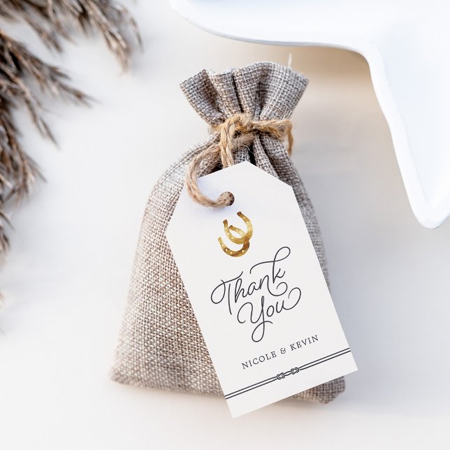 Étiquettes-cadeau Lucky in Love | Rustic Horseshoes Faveur de mariag (Créateur téléchargé)