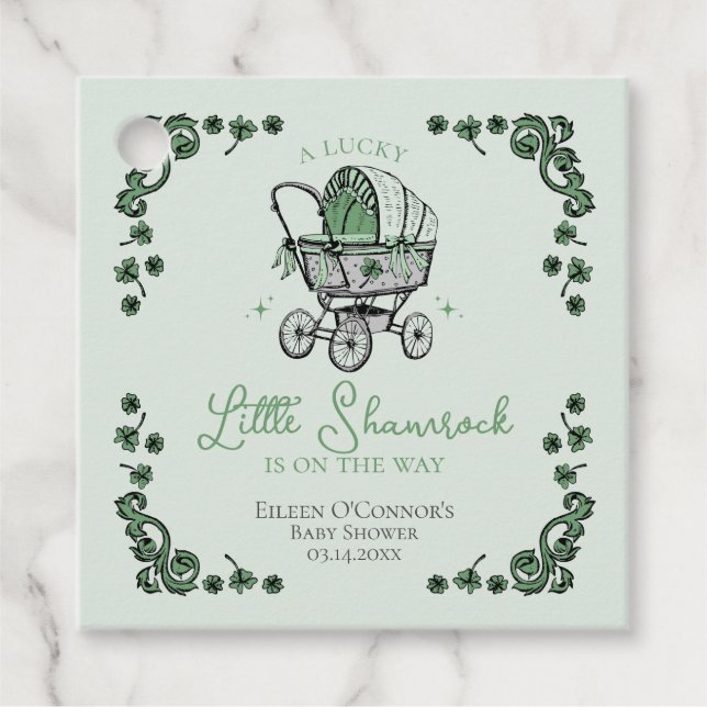 Étiquettes Cadeau Lucky Little Shamrock St patrick Baby shower (Devant)