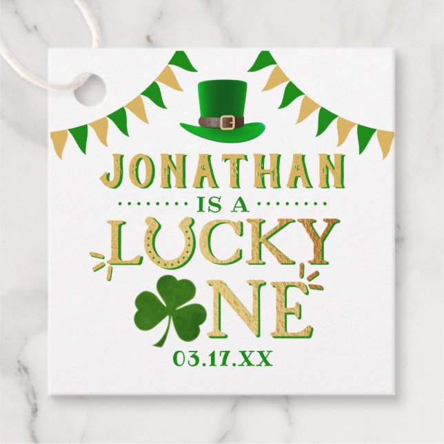 Étiquettes Cadeau Lucky One St. Patrick's Day 1er Anniversaire (Devant)