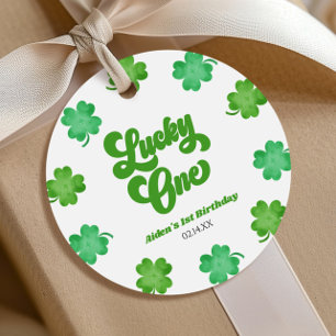 Étiquettes Cadeau Lucky One Trèfle Vert Shamrock Fête d'anniversaire