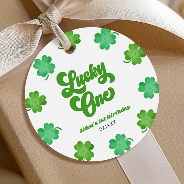 Étiquettes Cadeau Lucky One Trèfle Vert Shamrock Fête d'anniversaire (Créateur téléchargé)