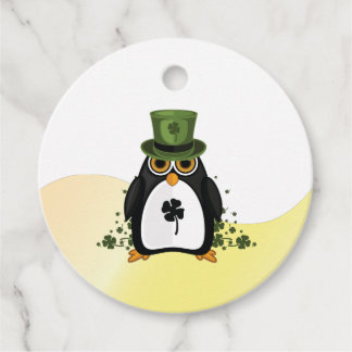 Étiquettes Cadeau Lucky Penguin Trèfle Saint-Patrick